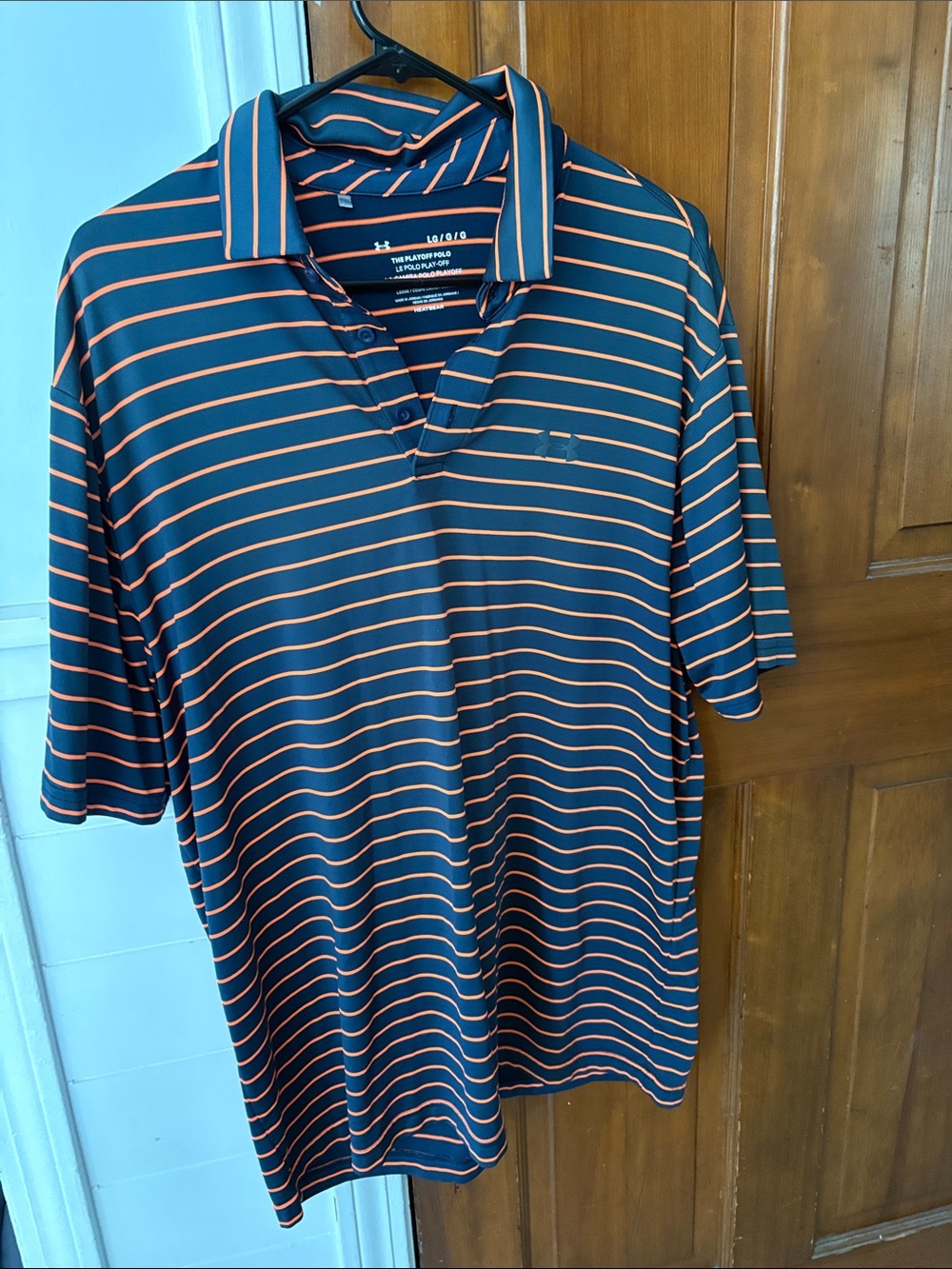 Under Armour Navy Polo with Orange Stripes